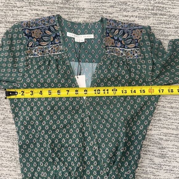 NWT Veronica Beard Mariposa Midi Dress Patterned Sea Glass Green Multi Size 0 - Picture 10 of 16